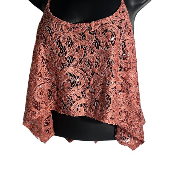 Intimately Free People Best Idea Cami Tank Sz S Rose Pink Sequin Knit Sheer Cami - Picture 9 of 13